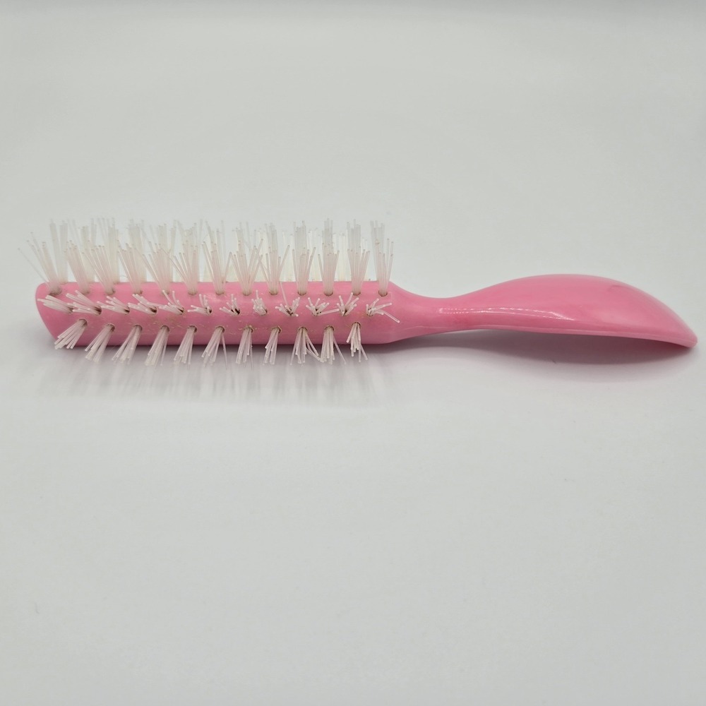 Vtg 1980s Pink‎ Half Round Hairbrush Nylon Bristles